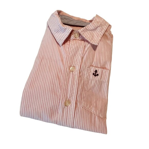 Carter's Boy Pink Striped Button-Down Shirt Long Sleeve Size 6 - Picture 5 of 8